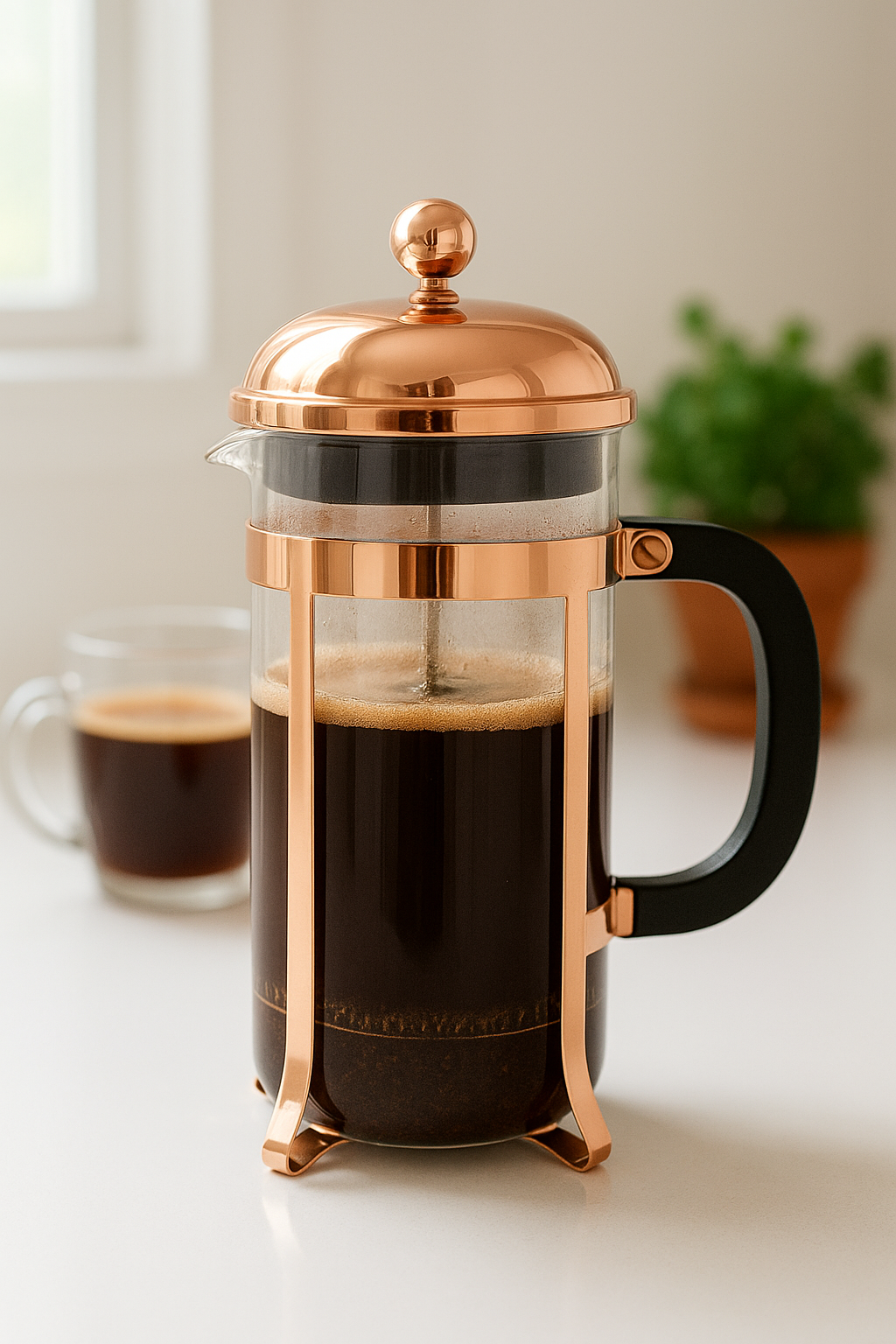 Prensa francesa color oro rosa